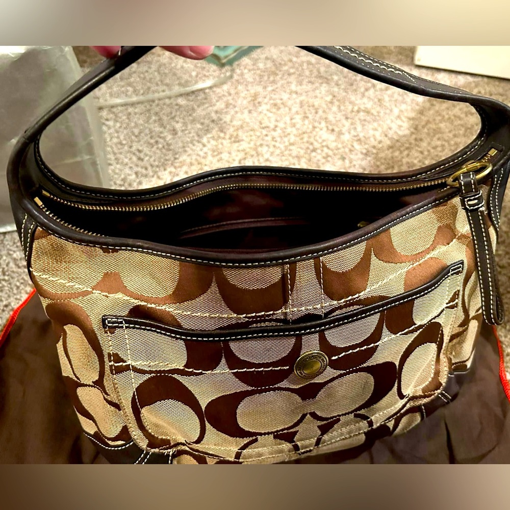 Coach, brown canvas purse.